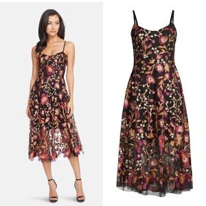 NWT Dress The Population Uma Embroidered Tulle Fit & Flare Dress